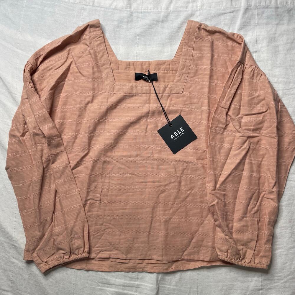 NWT Able Anita Boho Blouse Medium Women's Cotton Puff Sleeve Feminine